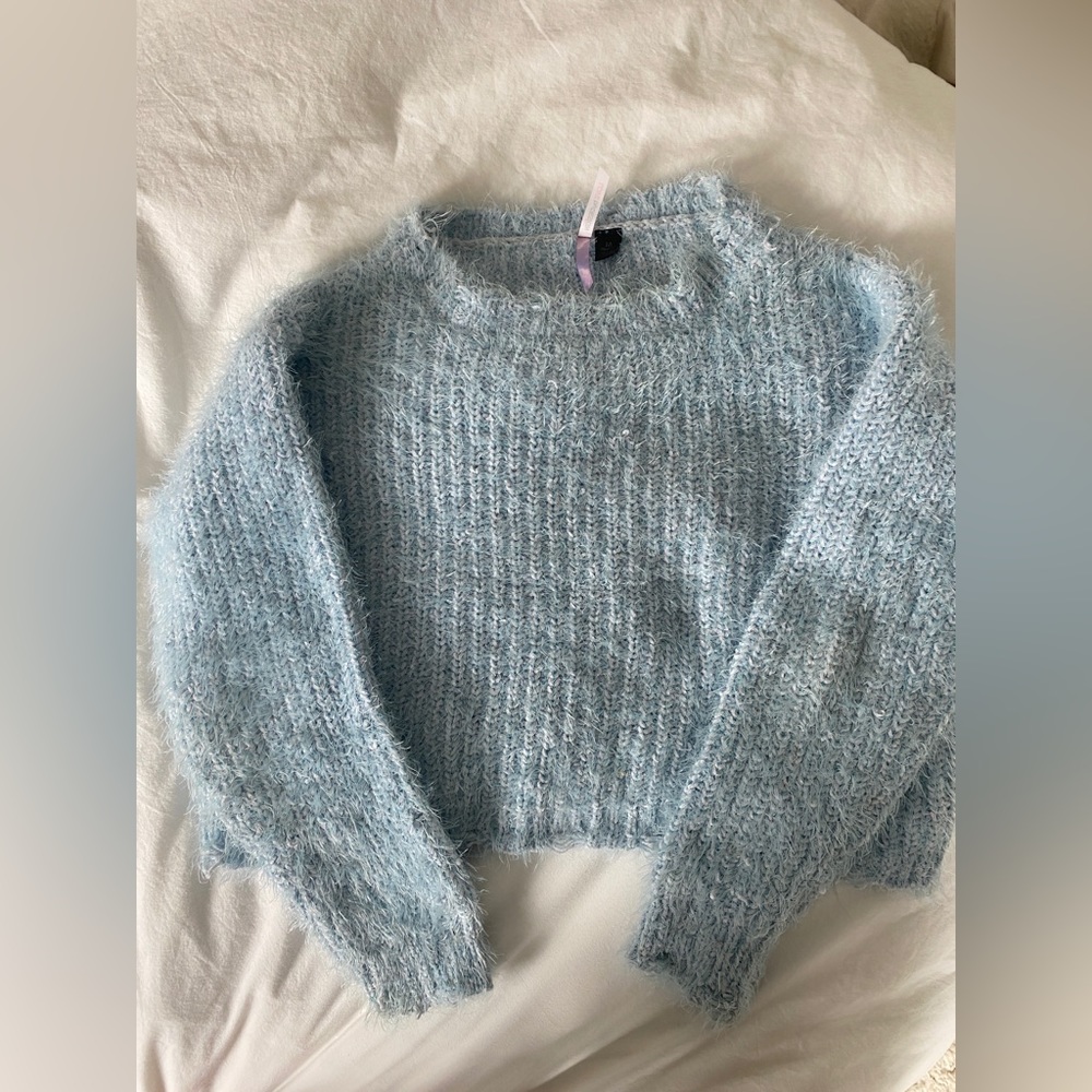 Cropped Light Blue Sweater